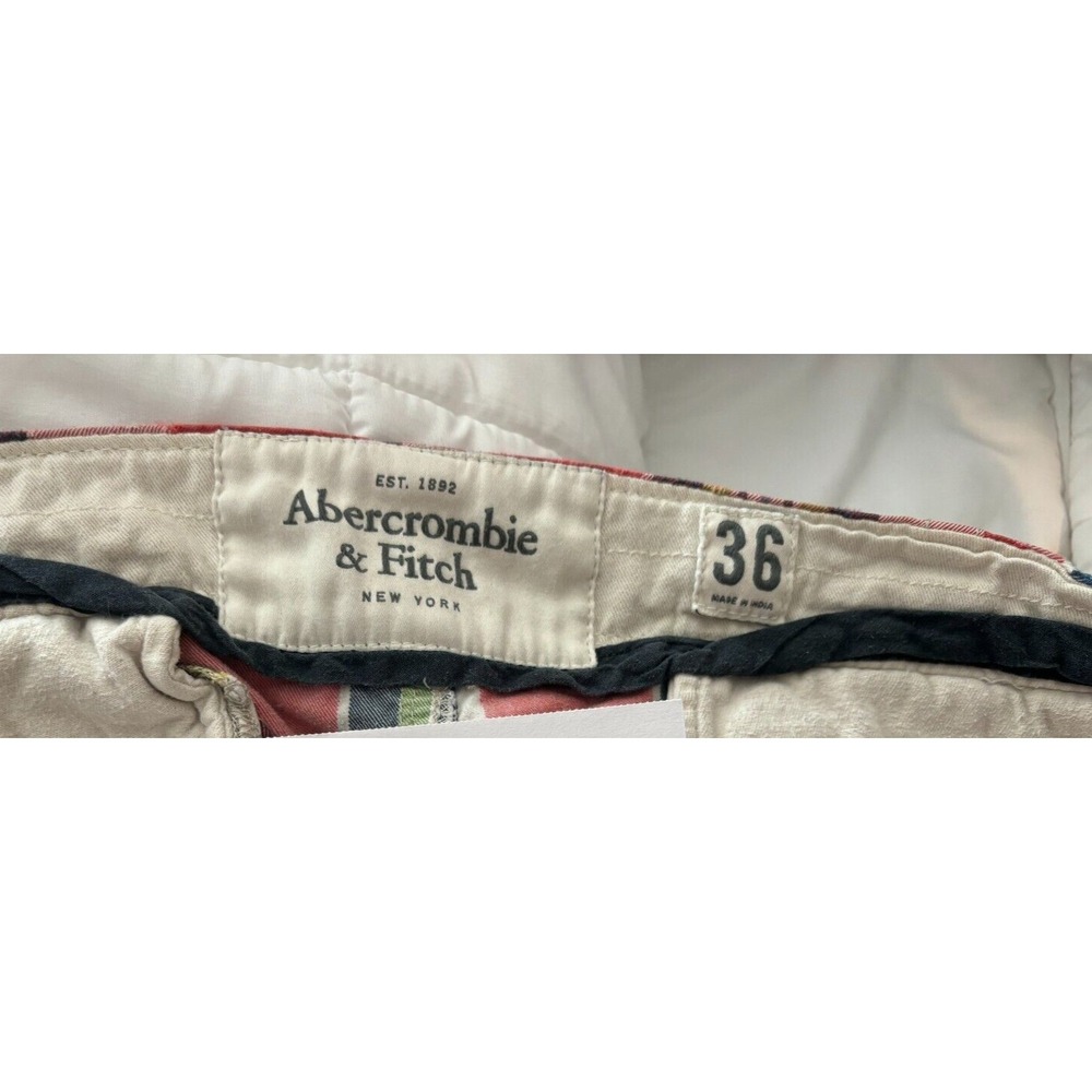 Abercrombie & Fitch Chino Shorts Mens 36 Multicolor 100% Cotton Plaid Button Fly - Picture 3 of 12
